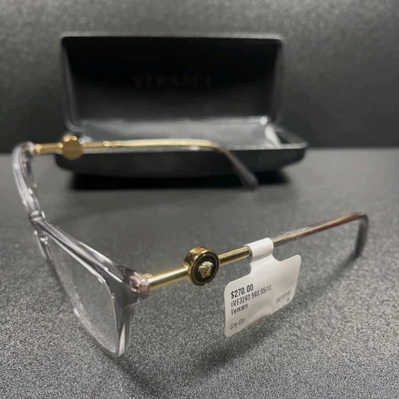 Versace Italy B Mod 3293 55[]18 140 Black / Gold Eyeglasses / Frames W/Case MH - Picture 8 of 10